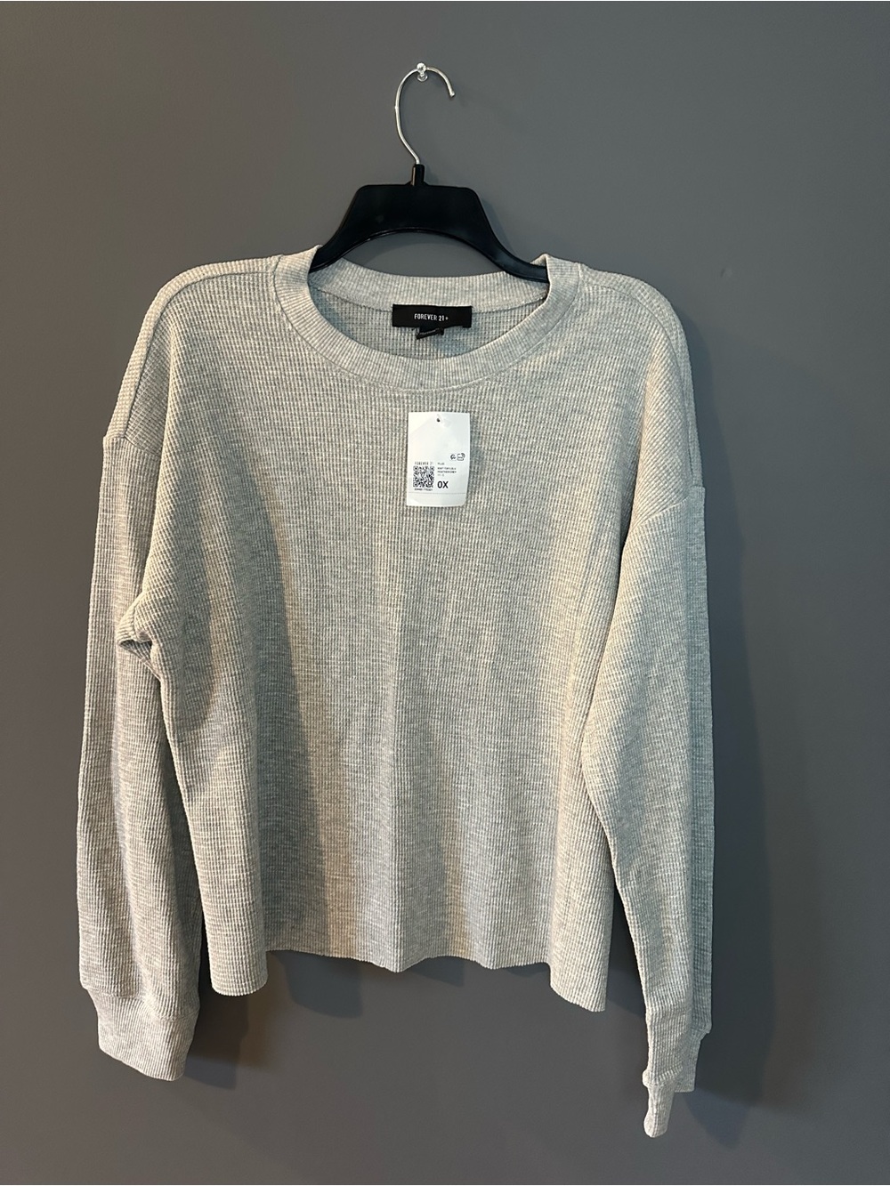 Forever 21 Light Gray Waffle Knit Crewneck Sweater - Men's